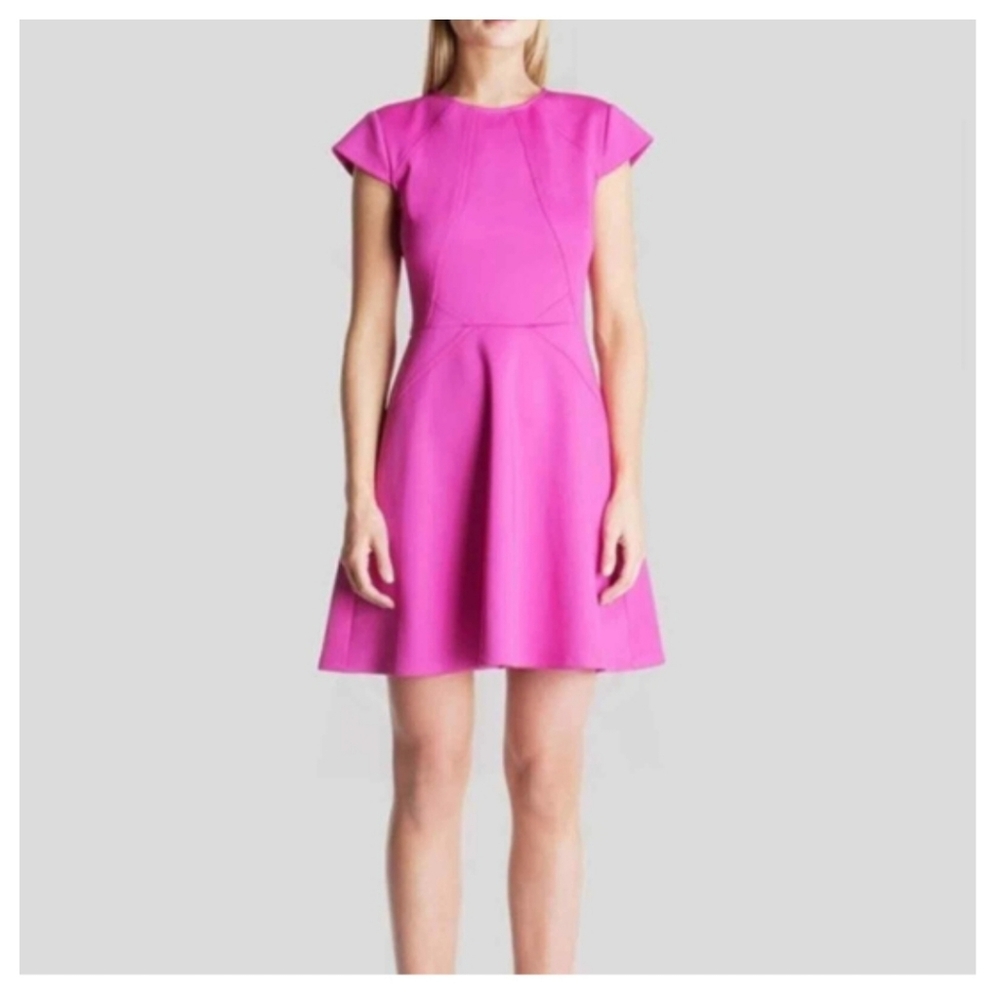 TED BAKER Magenta A-Line Cap Sleeve Dress 12 Party Wedding Cocktail C228